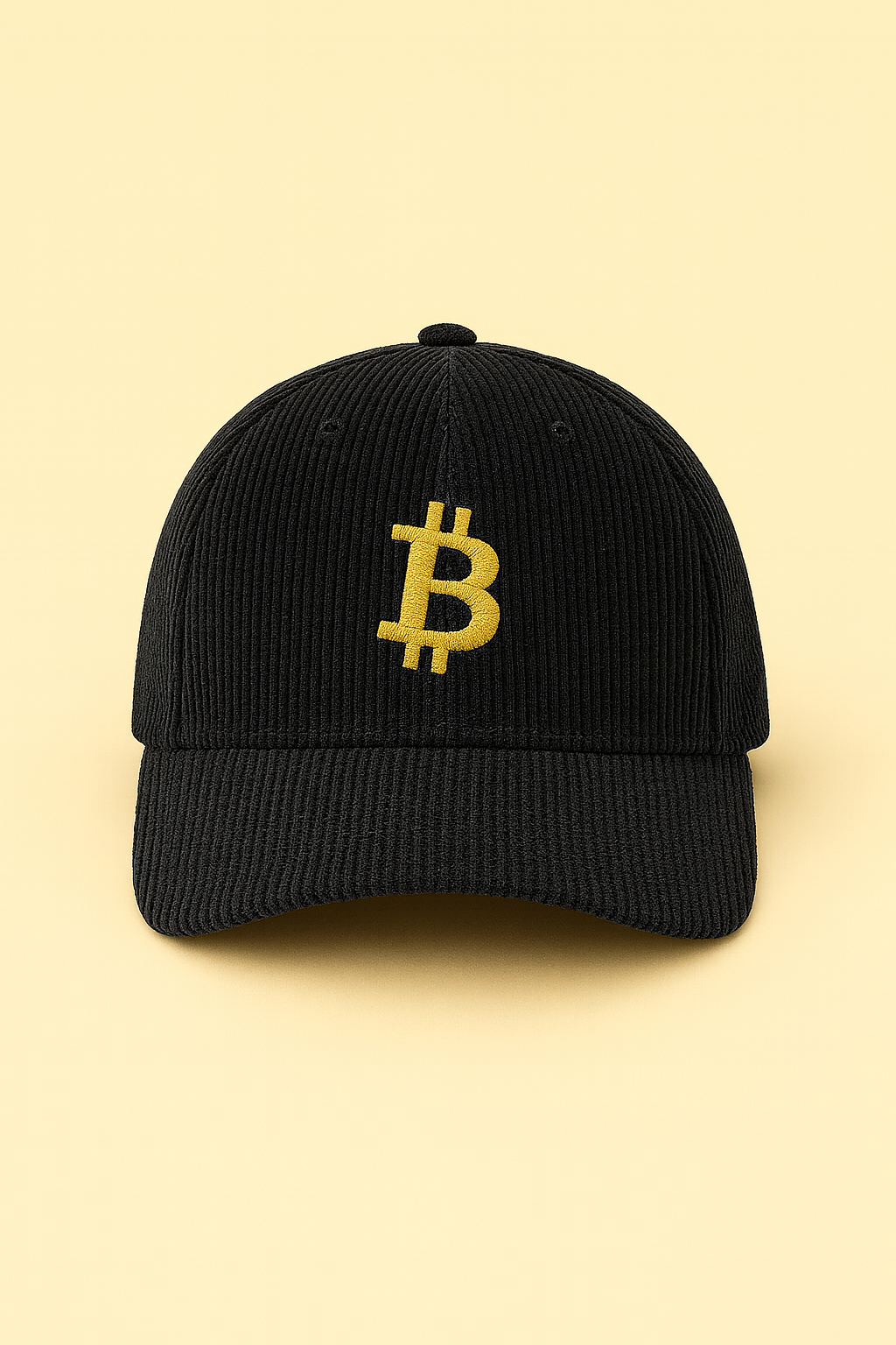Bitcoin Premium Cord Cap 6-Panel ohne Verschluss, viele Farben & Größen