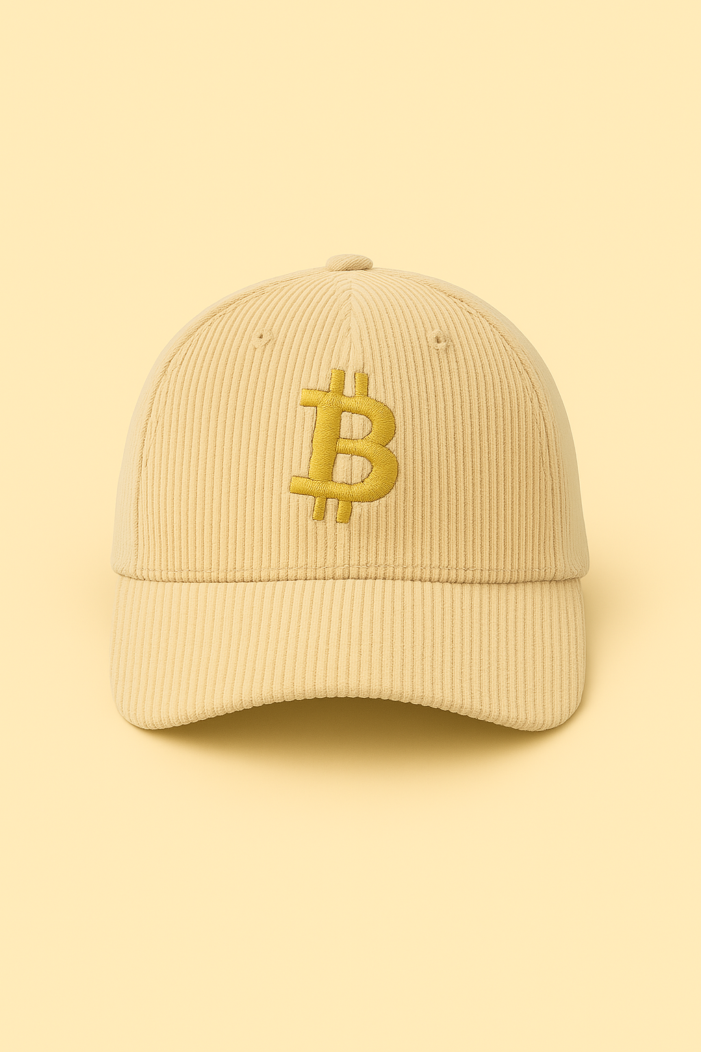 Bitcoin Premium Cord Cap 6-Panel ohne Verschluss, viele Farben & Größen