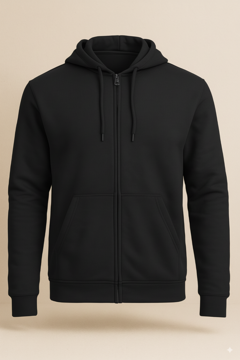Premium Zip Hoodie Herren mit Kapuze aus Baumwolle und recyceltem Polyester