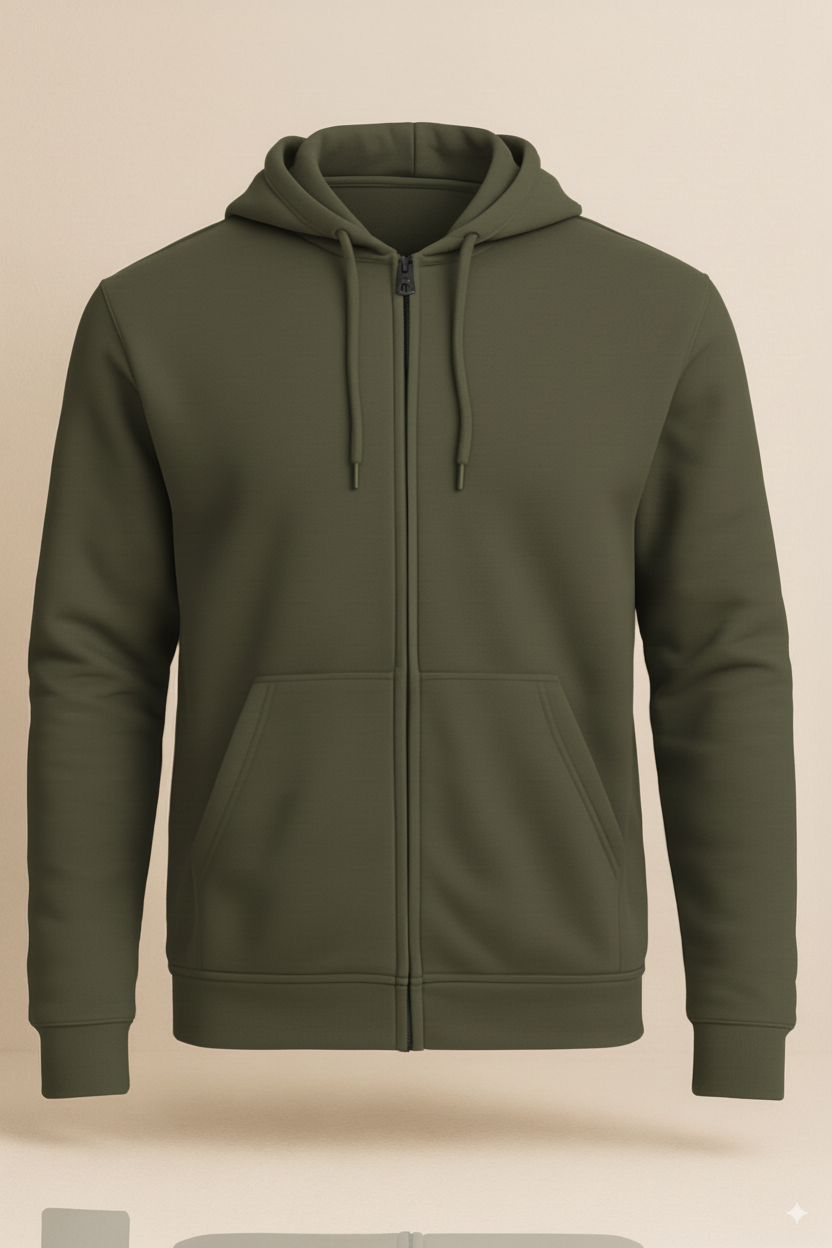 Premium Zip Hoodie Herren mit Kapuze aus Baumwolle und recyceltem Polyester