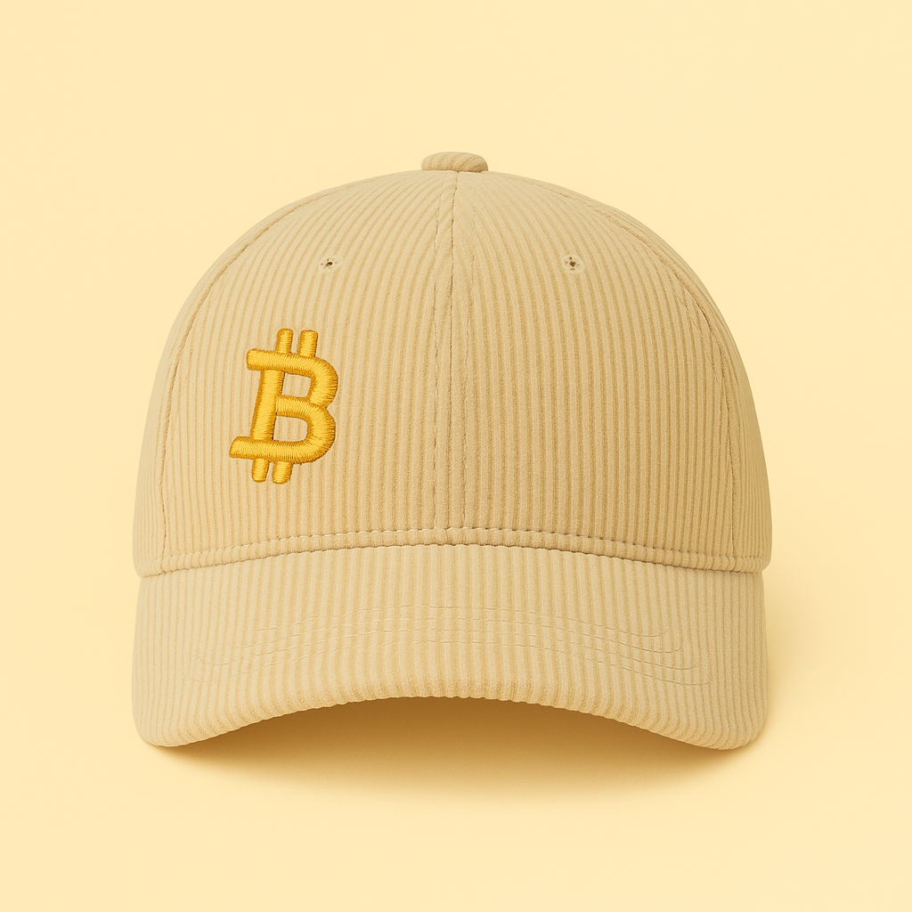 Bitcoin Premium Cord Cap 6-Panel ohne Verschluss, viele Farben & Größen