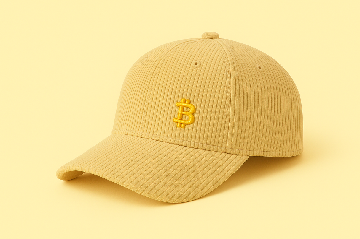 Bitcoin Premium Cord Cap 6-Panel ohne Verschluss, viele Farben & Größen